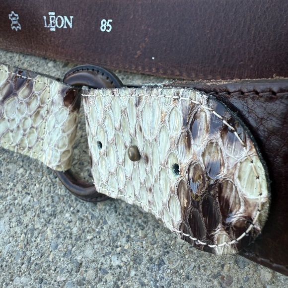Leon size S made in Italy Lux snakeskin and leather Textured Women's Belt - Picture 8 of 15
